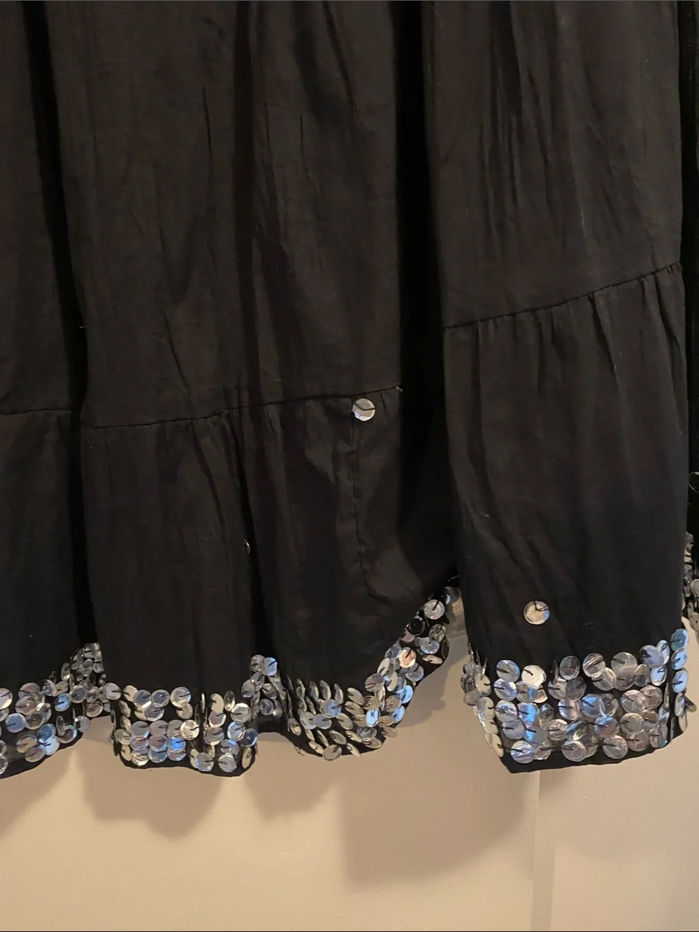 Faded Glory Black Cotton Tiered‎ Sequin Hem Midi Skirt Plus 22/24W